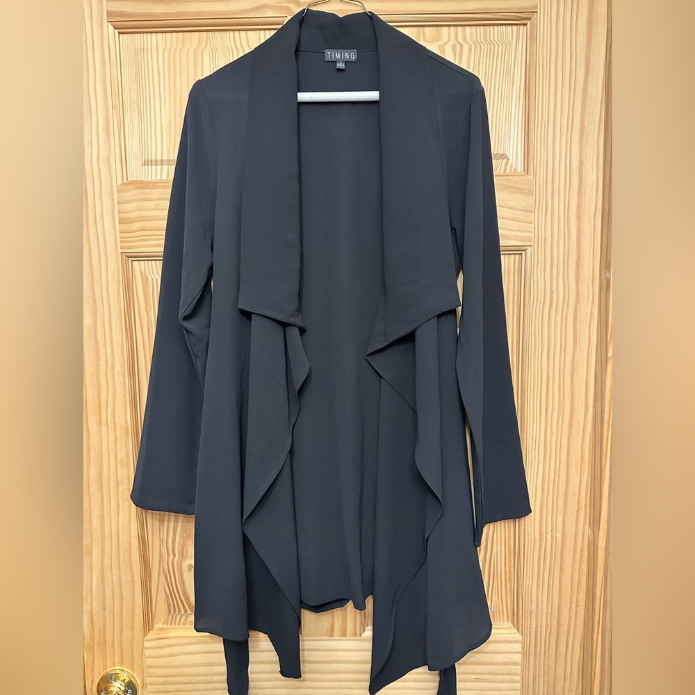 TIMING Drap front Tunic  Black SZ L